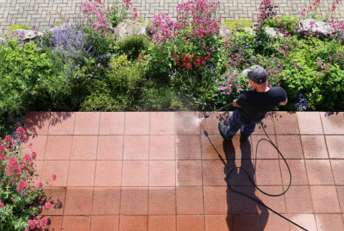 Power washing patio